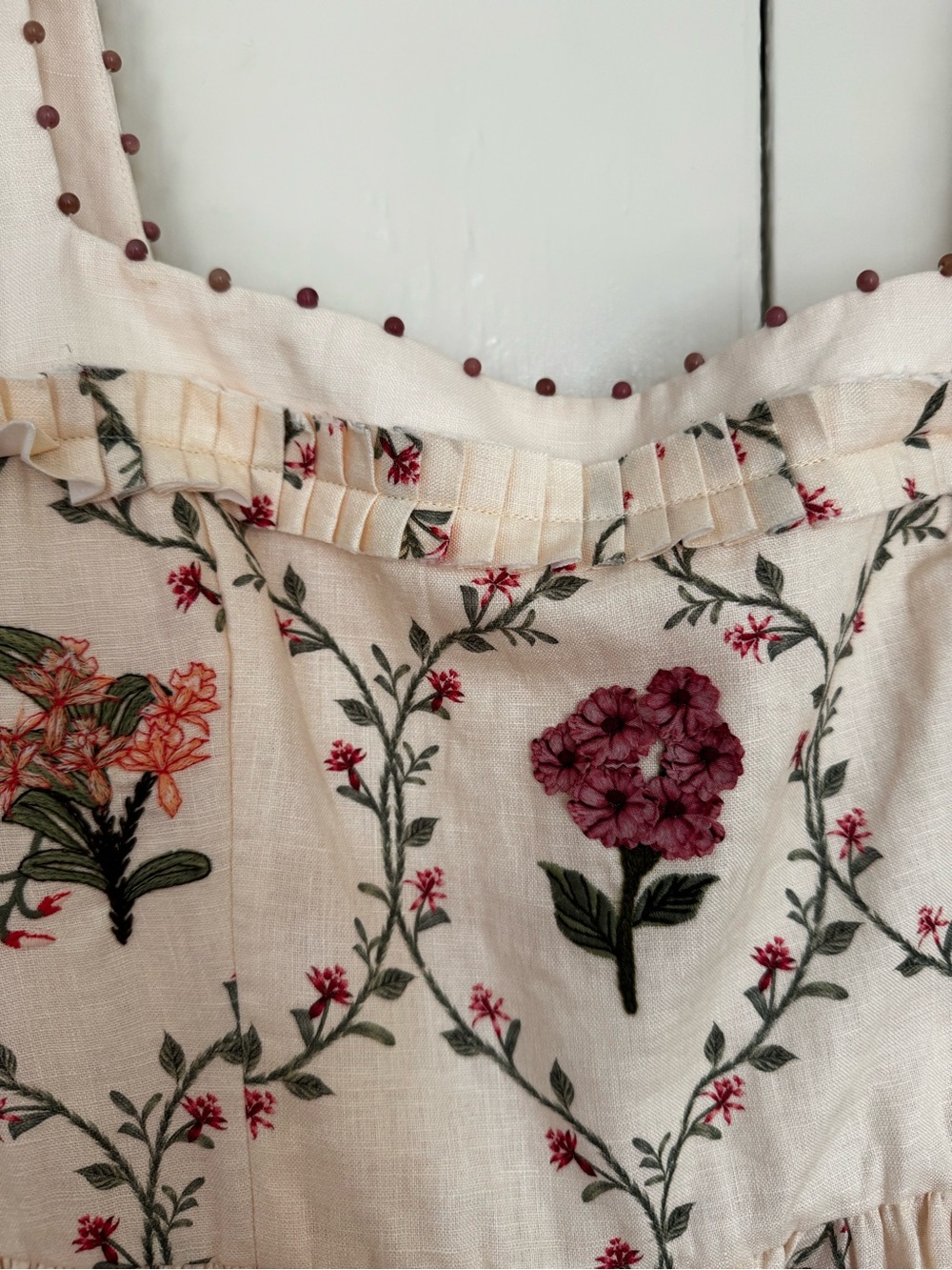 Agua by Agua Bendita Barbara Floral Hand Embroidered linen Maxi Dress NWT - Picture 5 of 9